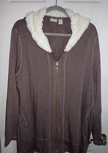 Zenergy by Chico's taglia 3 (XL) giacca marrone con cappuccio foderato sherpa - Foto 1 di 8