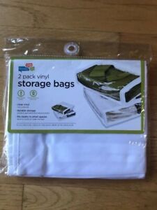 Honey-Can-Do Clear Vinyl Storage Bags with Zipper - 2 Pack - 3in x15.5in x13.5in