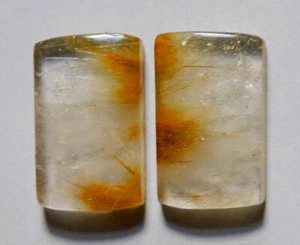Par de piedras preciosas de cuarzo rutilo natural de 19,50 quilates 19X11,5 mm - Imagen 1 de 3