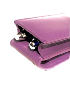 Lila Leder doppelte magnetische Stifthülle Etui. Echtleder handgefertigt - Bild 1 von 4