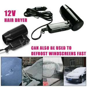 Small 12V Black Compact Travelling Festival Camping Portable In Car Hair Dryer - Picture 1 of 14