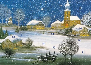 Nostalgischer Adventskalender A4 Winterdorf aus Karton - Bild 1 von 1
