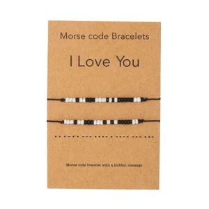 2pcs "I Love You" Morse Code Couple Bracelets Secret Hidden Message Beaded - Picture 1 of 4