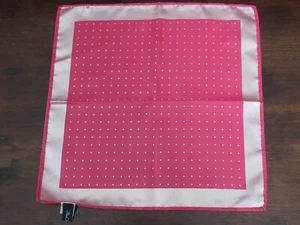 Paul Frederick Deep Pink Dot Silk Pocket Square 13" Sq - Picture 1 of 3
