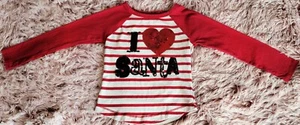 Children's Place Girl's L/S Red And White Striped "I Heart Santa" Top Size XS(4) - Picture 1 of 5