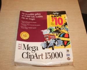 Softkey Mega Clip Art 15,000 - Windows 95 1997 Big Box New In Sealed Shrink Wrap - Picture 1 of 9