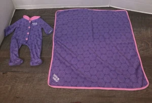 AMERICAN GIRL BITTY BABY PURPLE PLAYFUL FLORAL SLEEPER & MATCHING BLANKET - Picture 1 of 4