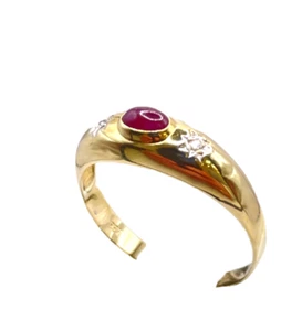 Ring mit Rubin und Brillanten 0,02 ct. 8K/333er Gelbgold Gr.59 - Bild 1 von 3