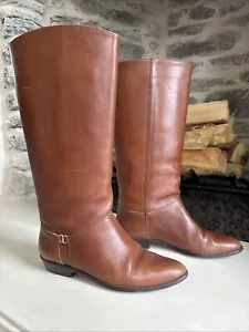 ETIENNE AIGNER Riding Boot Women's 6 M Knee High Fashion Brown Leather 7948 - Picture 1 of 13