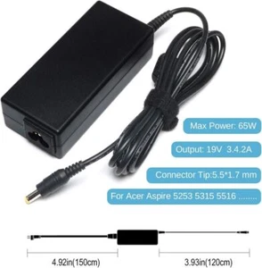 65W 19V 3.42A AC Adapter Charger for Acer Aspire V3 V5 E1 E3 E5 ES1 R3 M5 F5 500 - Picture 1 of 6