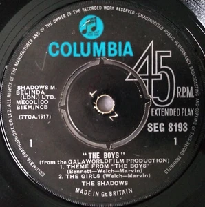 The Shadows - Theme music from "The Boys" (Columbia 1962) 7" vinyl EP VG/- - Picture 1 of 4