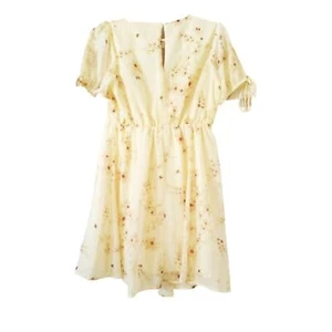 Süßes sturmgelbes geblümtes Minikleid kurze Puffärmel M - Bild 1 von 3