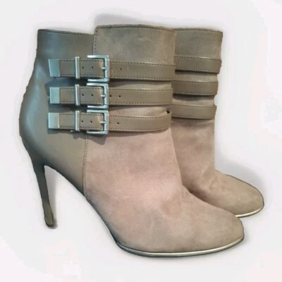 Sam And Libby Botas Gris Tacón Alto Color Plateado Hebilla Acentos, Cremallera Talla 9.5 Foto 1 de 4