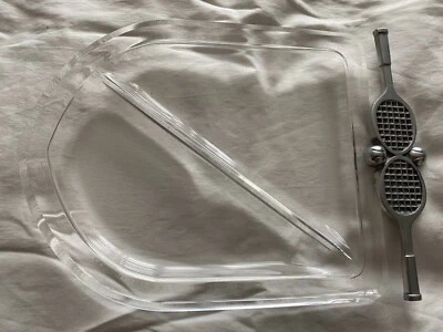 VTG Grainware Lucite Clear Acrylic Divided Serving Tray w/ Tennis Racquet Handle - Image 1 of 3