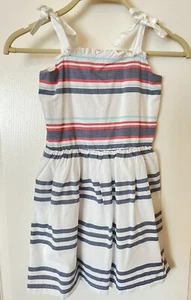 Gymboree Girls White /Blue/Red Stripes Dress Size 7 - Picture 1 of 3