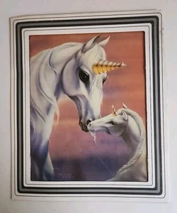 Quadro Vintage Premio Fiera Carnevale 12x10 Sue Dawe Unicorno anni 80 (NO VETRO) - Foto 1 di 2