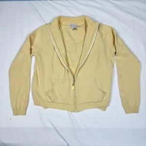 Y2K St John Sport Sz M Cardigan Tank Top Twin Set Cream Quiet Luxury Wool Blend - Picture 1 of 24