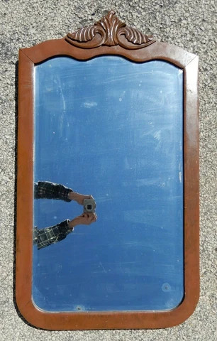 Vintage Heavy Wood Wall Mirror Ornate Design Cover
