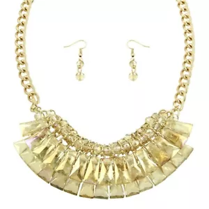 CLEARANCE YELLOW AB GLASS CRYSTAL FASHION NECKLACE WEAR ANYWHERE JEWELRY SET* - Picture 1 of 3