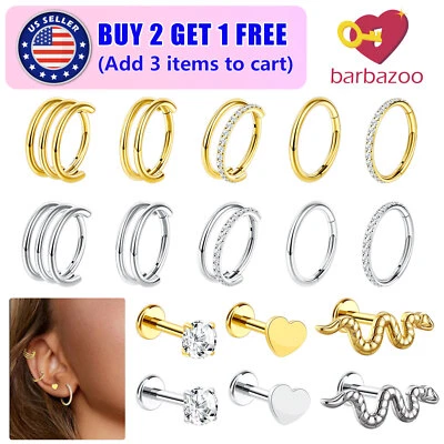 Piercing corporal aro cartílago tragus pernos óseos anillos nariz acero inoxidable 3-7 piezas Foto 1 de 4