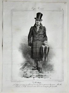 TRAVIÈS/CHARIVARI 1838     TYPES FRANCAIS - LE BOTTIER     Orginal-Lithographie - Bild 1 von 6