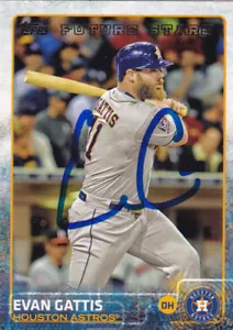 EVAN GATTIS HOUSTON ASTROS SIGNED 2015 TOPPS UPDATE BASEBALL CARD ATLANTA BRAVES - Picture 1 of 1