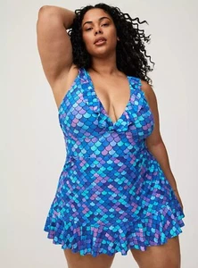 Vestido de Baño Tórrido Azul Sirena Nuevo con Etiquetas Nuevo Talla 3X Talla Grande Traje de Baño Ajuste Favorecedor - Imagen 1 de 10