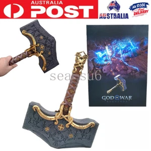 39cm God of War Thor's Hammer Cosplay Props Ragnarok Mjolnir Hammer Model Statue - Picture 1 of 16