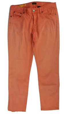 Calça jeans feminina J Crew tamanho 28 palito de dente coral elástica skinny cintura baixa - Imagem 1 de 4