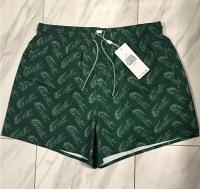 Lacoste Men's All Over Swim Shorts Dark Green $90 New - Image 1 of 4