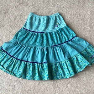 NAARTJIE GIRLS SKIRT, XXXL, 9, BLUES, TIERED OR LAYERED, FLORAL, BUTTON TRIM  - Picture 1 of 4