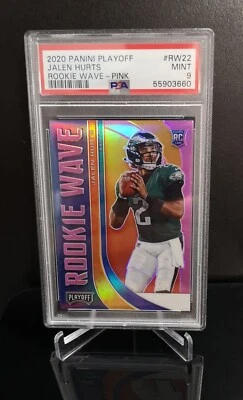 PSA 9 💥 JALEN HURTS RC 2020 Panini Playoff Rookie Wave Pink Prizm No. RW-22 - Image 1 of 2