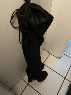 Top Mods Sobre la Rodilla Negro Gamuza Como Botas Cómodas De Moda Nuevas Sin Caja 9 1/2 Foto 1 de 4