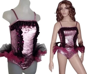 Gotta Move Kinder X-Large Tanzkostüm Jazz & Tap Rose Rücken Rock Spitze Trikot - Bild 1 von 12