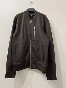 Vegan Brown Suede Bomber Jacket NWT Size Medium - Picture 1 of 7