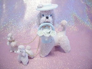 🎁i💗* Vtg Lefton Napco STUNNING PINK Poodle MOM w/ Chained BABIES Dog Japan ⭐ - Picture 1 of 10