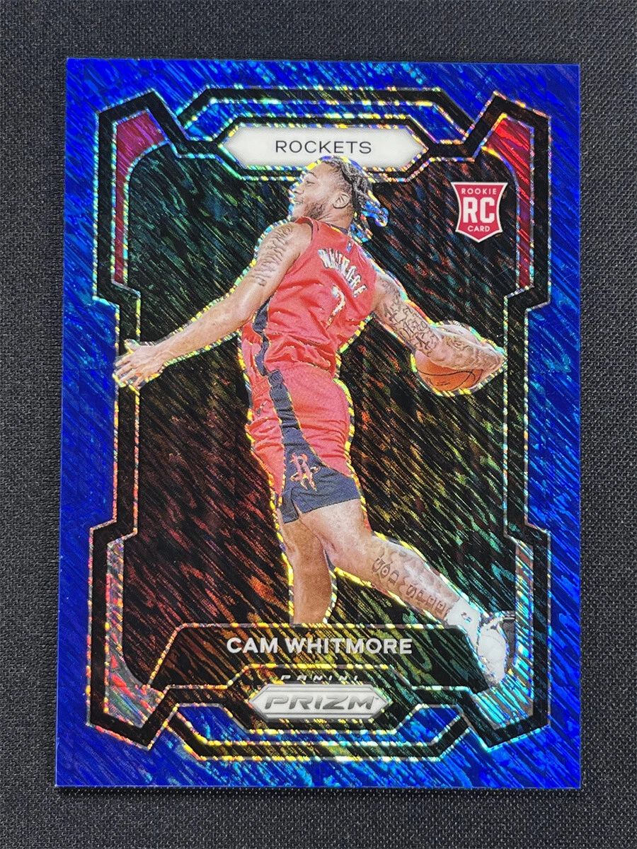 2023-24 Panini Prizm Cam Whitmore #129 Blue Shimmer Prizm RC Rookie /35