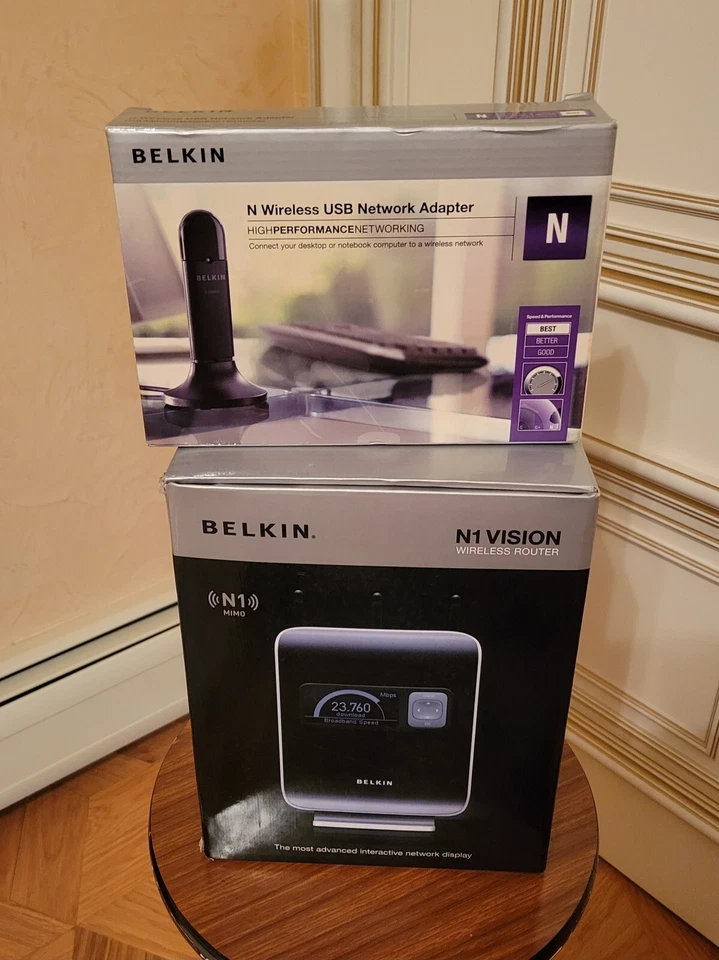 BELKIN Bundle   N1 Vision Wireless Router #F5D8232-4 & N Wireless USB Adapter. - Image 1 of 4