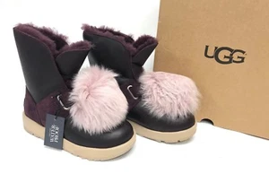 UGG Australia ISLEY WATERPROOF LEATHER POM POM Boots Chestnut Port Black 1018605 - Picture 1 of 41