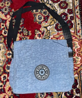 KIPLING MENSAJERO BANDOLERA PORTÁTIL FUNDA BOLSO AZUL VERDOSO NYLON 14" X 11" X 4" Foto 1 de 4