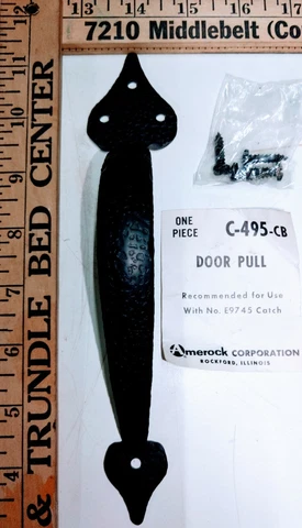Vintage Amerock Hammered Black Wrought Iron Door Pull Door Handle C-495-CB, NOS Cover