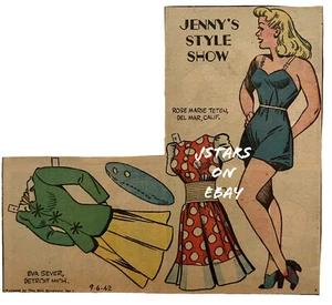 1942 FLIEGENDE JENNY ZEITUNG CARTOON COMIC PAPIER PUPPE ROSE MARIE TETEN EVA SEVER - Bild 1 von 4