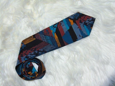 Corbata inusual morera tailandesa seda para hombre abstracta geométrica colorida Foto 1 de 4