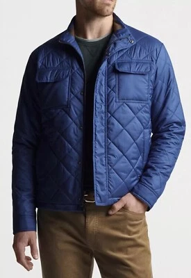 Chaqueta de bombardero acolchada Peter Millar XL Norfolk abrigo azul Atlántico $250 Foto 1 de 4