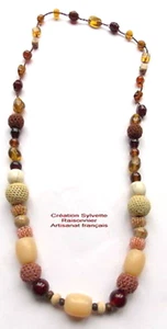 COLLIER SAUTOIR CROCHET MAIN CREATION COUTURE SYLVETTE RAISONNIER automne*** - Picture 1 of 3