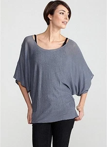 NWT EILEEN FISHER BLUE GREY Superfine Knit Scoop Neck Tunic Top M NEW W2196M - Picture 1 of 1