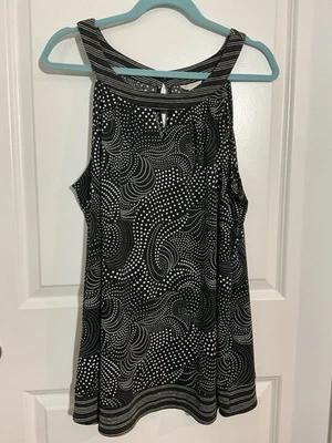 Blusa camisa negra blanca de cachemira Plus Tank 18 20 para mujer patrón de trabajo oficina Foto 1 de 4