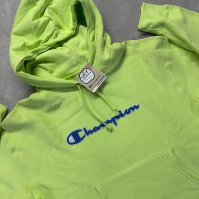 Champion Hoodie Women's XL Green Reverse Weave Crop Sweatshirt Pullover Spellout - Image 1 of 4