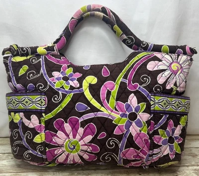Bolso Vera Bradley PURPLE PUNCH GABBY Floral Acolchado Marrón y Floral Algunos Desvanecidos Usado en Excelente Condición Foto 1 de 4