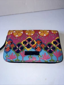 Vera Bradley Geldbörse hell Blumendruck umlaufender Reißverschluss Akkordeon Karte Clutch 5 x 7" - Bild 1 von 8